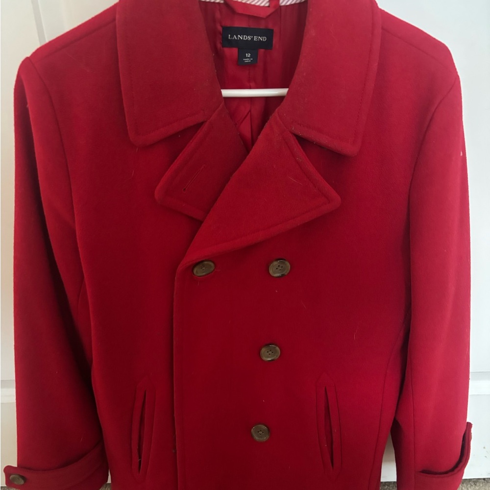 Lands' EndBold Red Peacoat